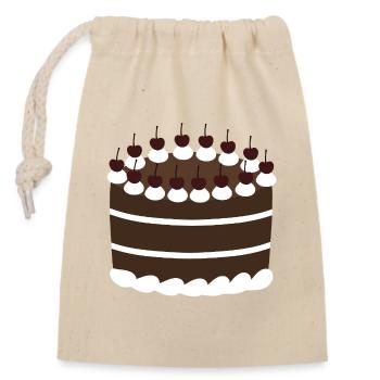 Gâteau à étages Forêt Noire Cerise et Chocolat - Sac cadeau en coton avec cordon (14 x 20 cm) - nature - Devant