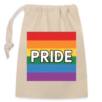 Pride - T-shirt avec drapeau arc-en-ciel queer - Sac cadeau en coton avec cordon (14 x 20 cm) - nature - Devant