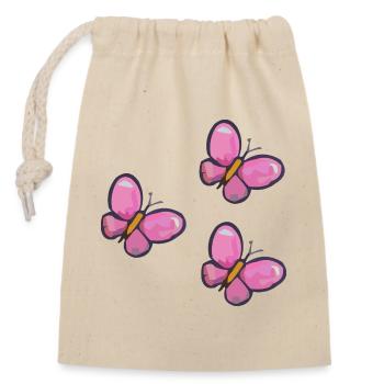 Motif PinkButterfly - Sac cadeau en coton avec cordon (14 x 20 cm) - nature - Devant