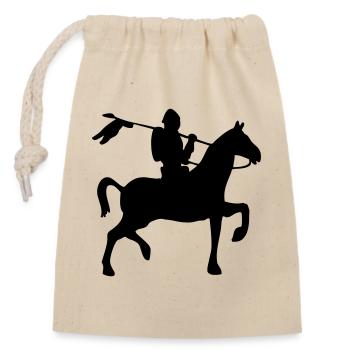 Silhouette du chevalier - Sac cadeau en coton avec cordon (14 x 20 cm) - nature - Devant