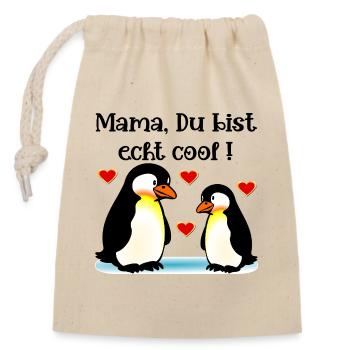 Compliments Mom Mother's Day Penguins - Closable cotton gift bag (14x20cm) - nature - Front