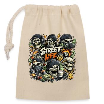 Vie de squelette de rue - Sac cadeau en coton avec cordon (14 x 20 cm) - nature - Devant
