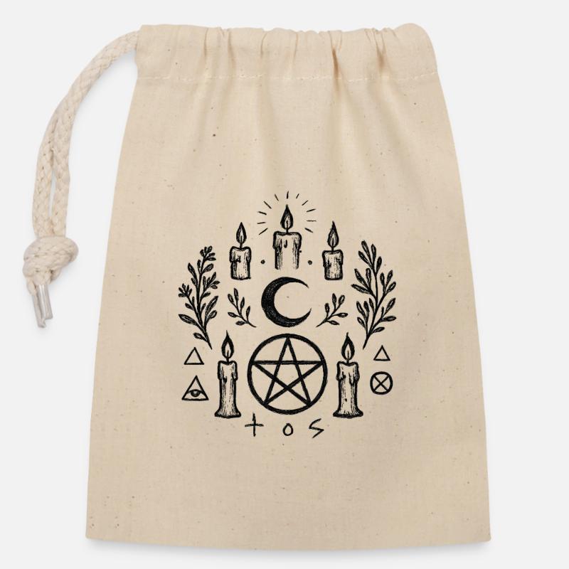 Moon Pentagram Candle Ritual - Closable cotton gift bag (14x20cm) - nature