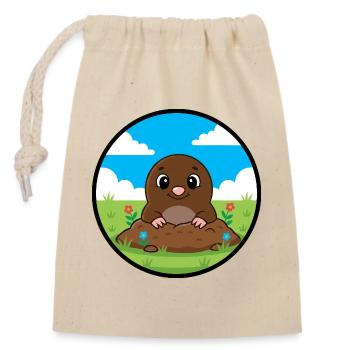 Little Mole Digging Hero in the Garden - Closable cotton gift bag (14x20cm) - nature - Front