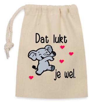 Exams Motivation Elephant - Closable cotton gift bag (14x20cm) - nature - Front