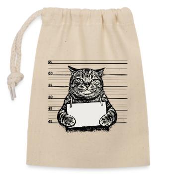 Photo criminelle chatte – Conception ironique de la photo d’identité judiciaire - Sac cadeau en coton avec cordon (14 x 20 cm) - nature - Devant