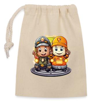 Two Mine Heroes - Closable cotton gift bag (14x20cm) - nature - Front