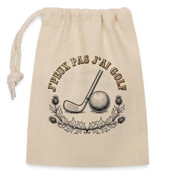 I Can't I Have Golf – Engraving - Closable cotton gift bag (14x20cm) - nature - Front