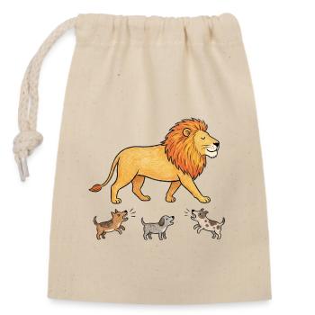Lion qui ignore les aboiements de chiens - Sac cadeau en coton avec cordon (14 x 20 cm) - nature - Devant