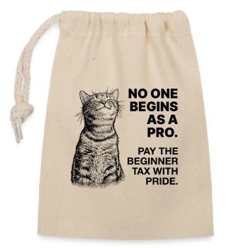 Beginner Mindset – Learning Cat Halftone - Closable cotton gift bag (14x20cm) - nature - Front