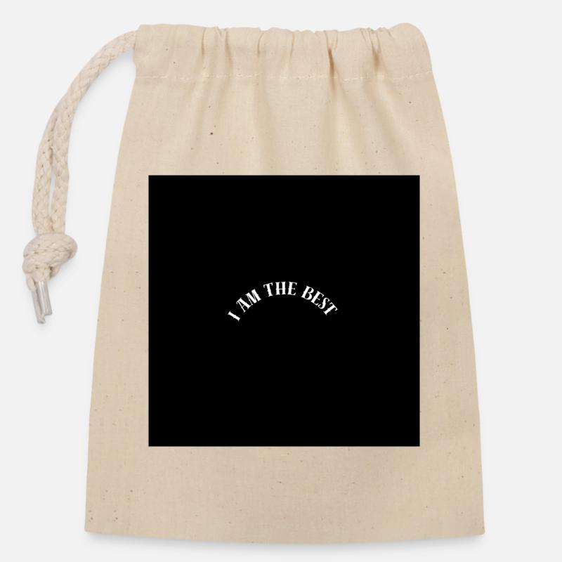 I'm the Best: Minimalist Affirmation - Closable cotton gift bag (14x20cm) - nature