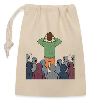Individu face à la foule: pression sociale - Sac cadeau en coton avec cordon (14 x 20 cm) - nature - Devant