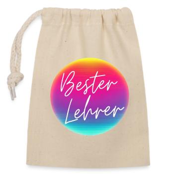 Best teachers! Neon circle customizable - Closable cotton gift bag (14x20cm) - nature - Front