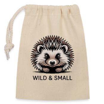 Wildes Igel Motiv - Verschließbarer Geschenkbeutel aus Baumwolle (14x20cm) - Natur - Vorne