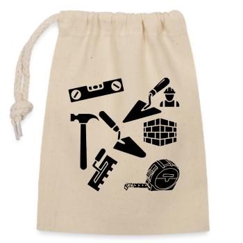 Masonry work - Closable cotton gift bag (14x20cm) - nature - Front