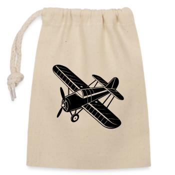 Avion - Sac cadeau en coton avec cordon (14 x 20 cm) - nature - Devant