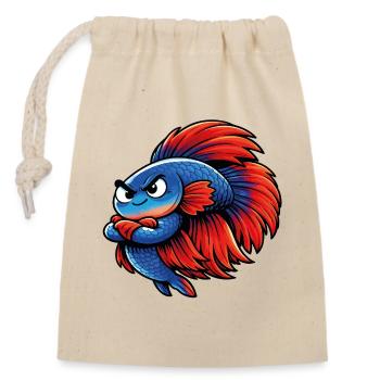 Blue Red Kampffisch - Verschließbarer Geschenkbeutel aus Baumwolle (14x20cm) - Natur - Vorne
