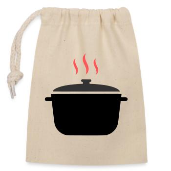 Kochtopf Dampf Kochen - Verschließbarer Geschenkbeutel aus Baumwolle (14x20cm) - Natur - Vorne