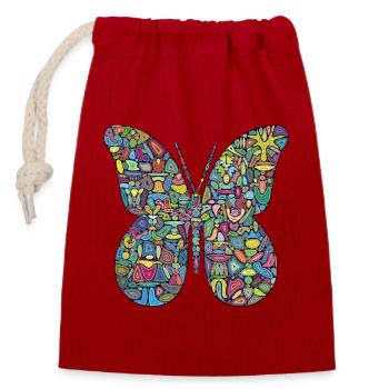 Color Spectacle Butterfly - Closable cotton gift bag (14x20cm) - red - Front