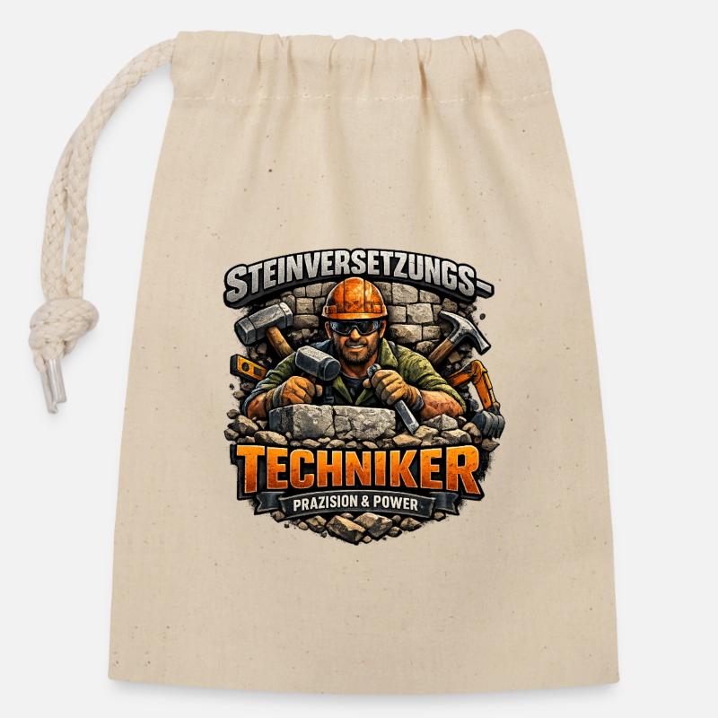 Steinversetzungs-Techniker - Verschließbarer Geschenkbeutel aus Baumwolle (14x20cm) - Natur