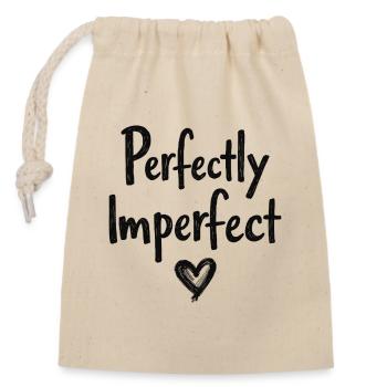 Lettrage en forme de cœur parfaitement imparfait - Sac cadeau en coton avec cordon (14 x 20 cm) - nature - Devant