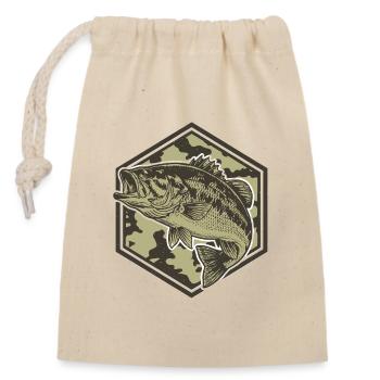 Bass in Camouflage Hexagon - Closable cotton gift bag (14x20cm) - nature - Front