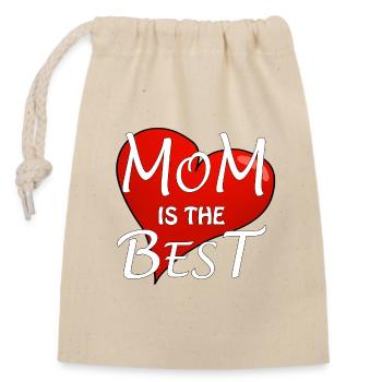 MOM IS THE BEST - Verschließbarer Geschenkbeutel aus Baumwolle (14x20cm) - Natur - Vorne