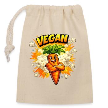 Carotte joyeuse – Délice à base de plantes - Sac cadeau en coton avec cordon (14 x 20 cm) - nature - Devant