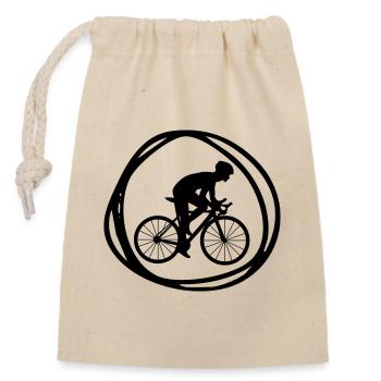 Cyclists - Closable cotton gift bag (14x20cm) - nature - Front