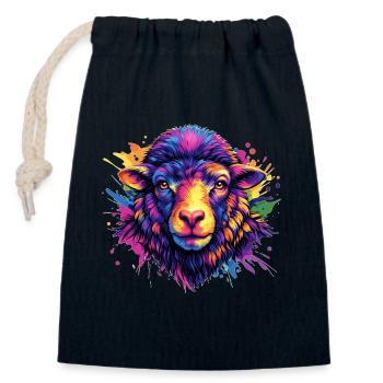 Neon Sheep Head Art - Closable cotton gift bag (14x20cm) - navy - Front