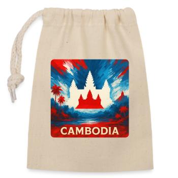Cambodia Temple Design - Closable cotton gift bag (14x20cm) - nature - Front