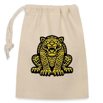 Totem jaguar aztèque – Bête guerrière mésoaméricaine Sy - Sac cadeau en coton avec cordon (14 x 20 cm) - nature - Devant
