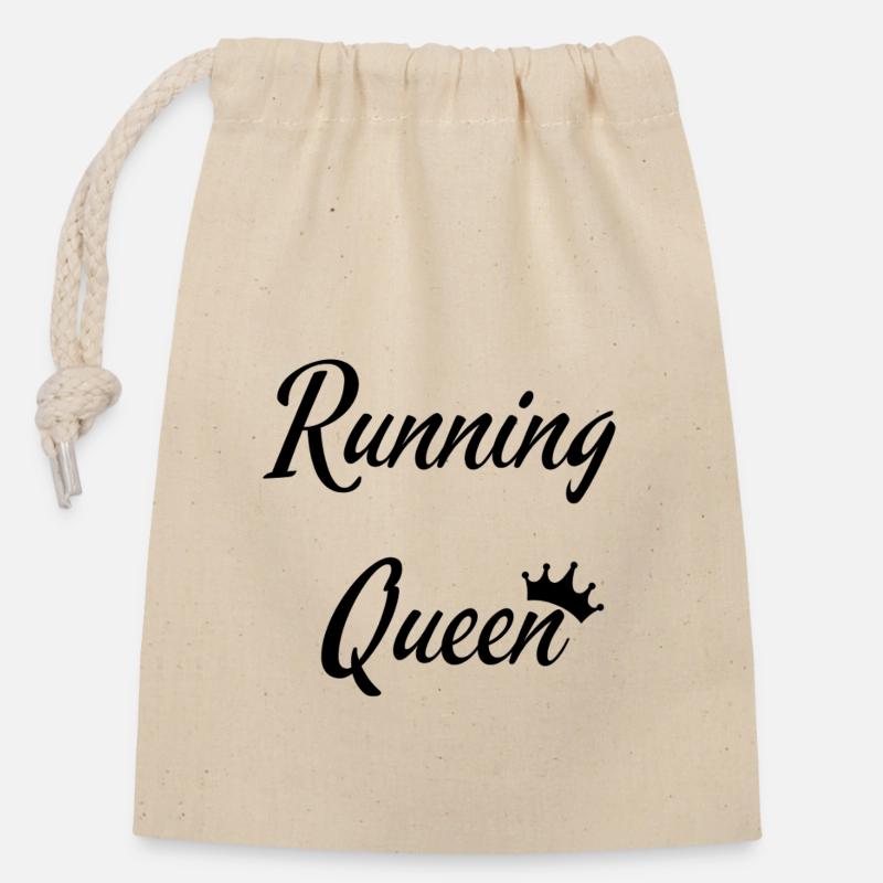 Running Queen - Verschließbarer Geschenkbeutel aus Baumwolle (14x20cm) - Natur