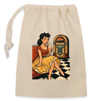 50s Rockabella: Pin-Up im Diner mit Milchshake - Verschließbarer Geschenkbeutel aus Baumwolle (14x20cm) - Natur - Vorne