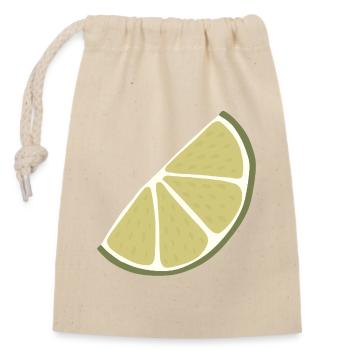 Lime Slice Minimalist Lime - Closable cotton gift bag (14x20cm) - nature - Front