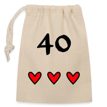 40. 40 YEARS. 40th ANNIVERSARY. 40 YEARS ANNIVERSARY. - Closable cotton gift bag (14x20cm) - nature - Front