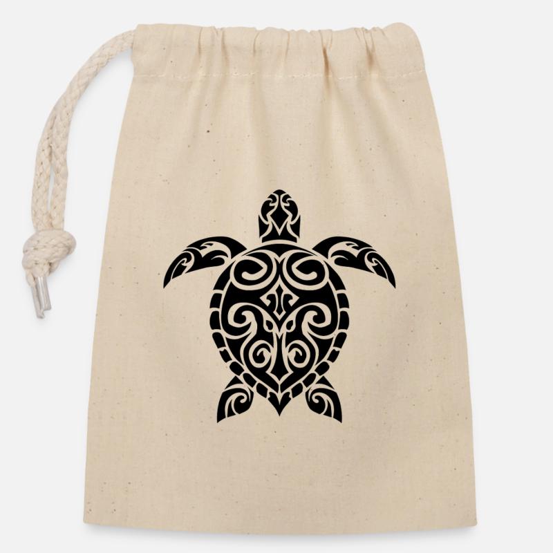 Maori-Schildkröten-Stammessymbol - Verschließbarer Geschenkbeutel aus Baumwolle (14x20cm) - Natur