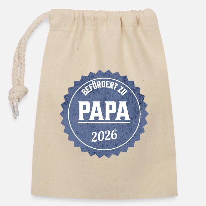 Promotion Papa 2026 - Sac cadeau en coton avec cordon (14 x 20 cm) - nature