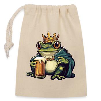 Frog Beer King - Closable cotton gift bag (14x20cm) - nature - Front