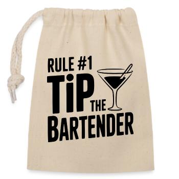 Rule #1 Tip the Bartender - Closable cotton gift bag (14x20cm) - nature - Front