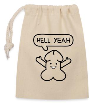 lustiges Junior 'Hell yes'-Emoticon - Verschließbarer Geschenkbeutel aus Baumwolle (14x20cm) - Natur - Vorne
