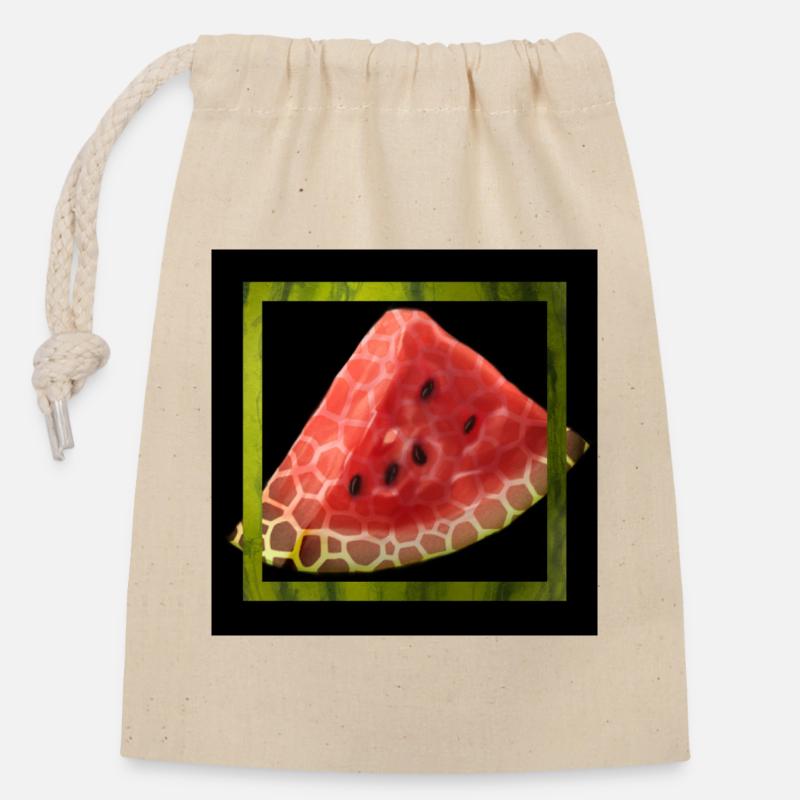 Pastèque abstraite - Sac cadeau en coton avec cordon (14 x 20 cm) - nature
