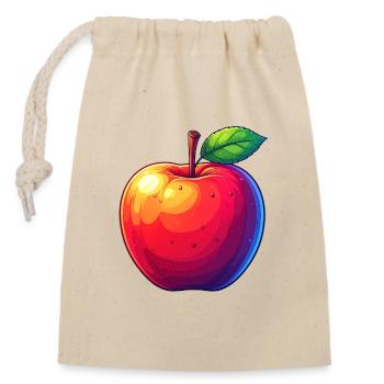 Apple - Closable cotton gift bag (14x20cm) - nature - Front