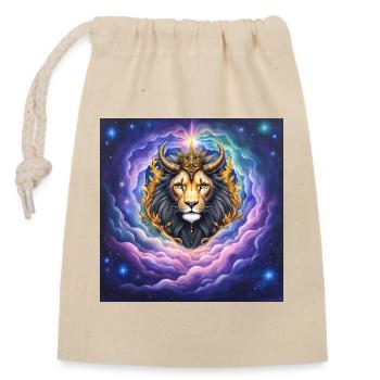 Lion Céleste à la Couronne d’Or - Sac cadeau en coton avec cordon (14 x 20 cm) - nature - Devant