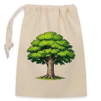Baum mit üppigem Laub - Verschließbarer Geschenkbeutel aus Baumwolle (14x20cm) - Natur - Vorne