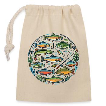 Fish Circle: Colorful underwater world - Closable cotton gift bag (14x20cm) - nature - Front