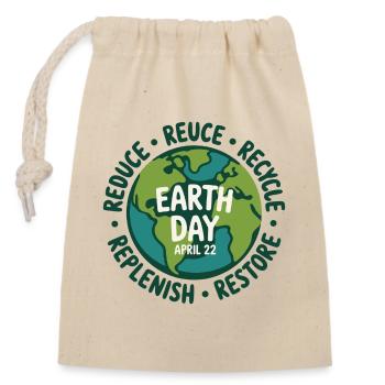Earth Day Circle: Reuse Recycle - Closable cotton gift bag (14x20cm) - nature - Front