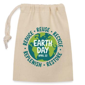 Earth Day Wiederverwendung Logo - Verschließbarer Geschenkbeutel aus Baumwolle (14x20cm) - Natur - Vorne