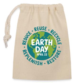 Earth Day Circle: Reduce Reuse Recycle - Closable cotton gift bag (14x20cm) - nature - Front