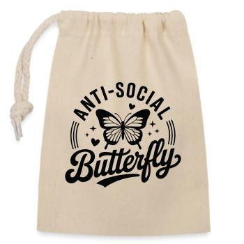 Anti-Social Butterfly - Closable cotton gift bag (14x20cm) - nature - Front